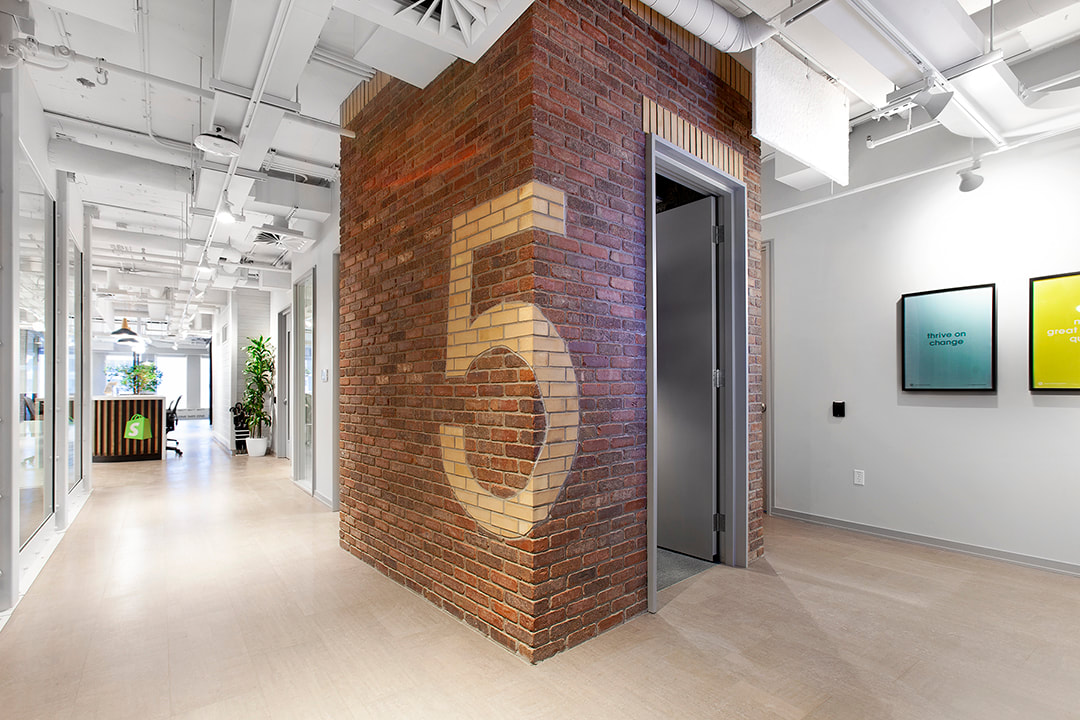 brickwork at shopify office in ottawa by linebox studio, krista jahnke photography