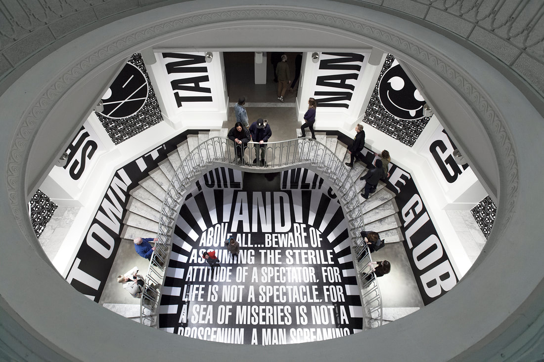 graphic design mural installation by barbara kruger at mashup exhibition at the vancouver art gallery, krista jahnke photography
