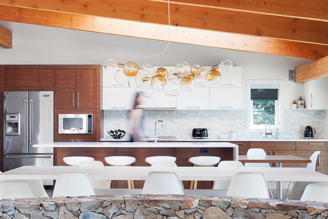 custom light fixture and kitchen renovation in west vancouver modern home by west one design, krista jahnke photography