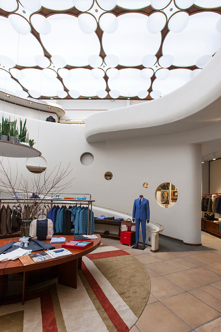 isaia men's clothing store in san francisco in a frank lloyd wright building, krista jahnke photography